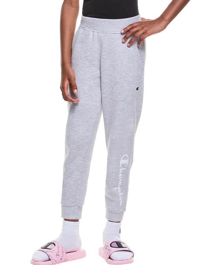 Champion Joggingbroek Meisjes - Grijs - Fleece Script Logo ( 460853-QEB )